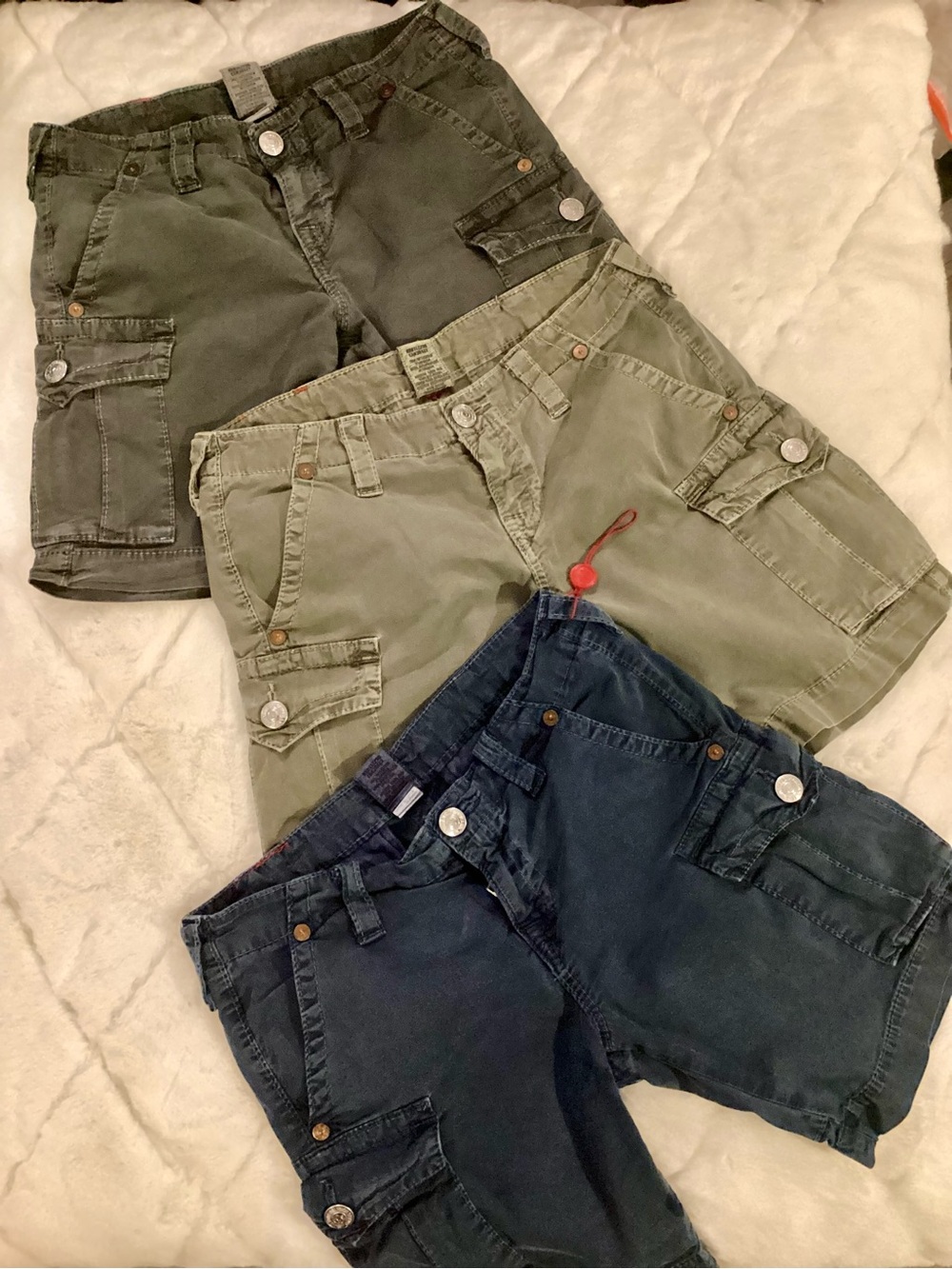 Women’s Cargo Shorts - Gray , Light Olive, Navy 30.00 each